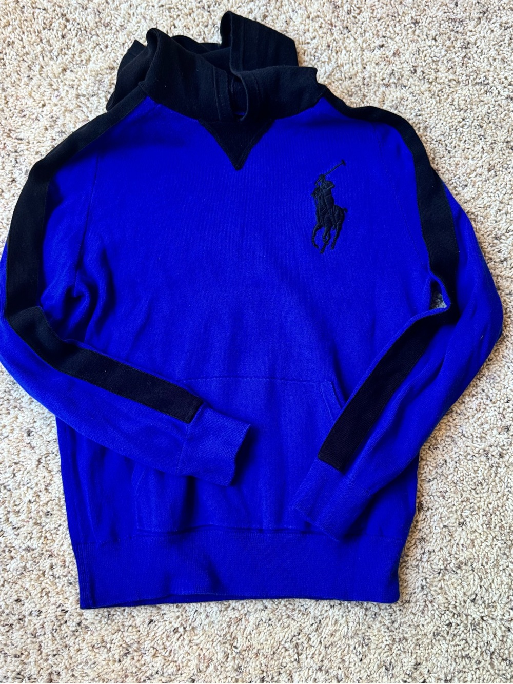 Ralph Lauren Royal Blue & Black hoodie Sweater, youth L